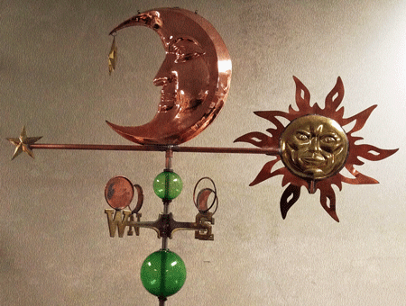Details about    Sun Moon Star weathervane extra large,NSEW,GLASS BALLS,ROD,SOLD AS SHOWN. 
